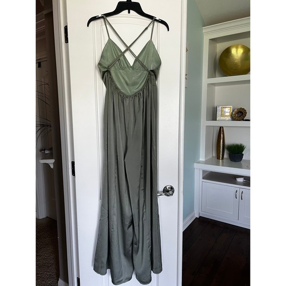 Magnolia Pants & Jumpsuits | Magnolia Boutique- Opal‎ Green Satin Open Back - Picture 5 of 8